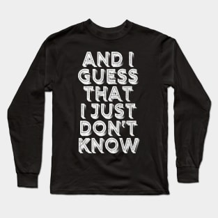 The Velvet Underground / Heroin - Minimalist Lyric Artwork Design Long Sleeve T-Shirt